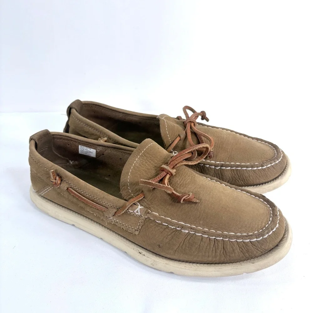 UGG Boat Shoes Brown Pebbled Leather Loafers 1101501 Mens 8‎ Wom 9.5